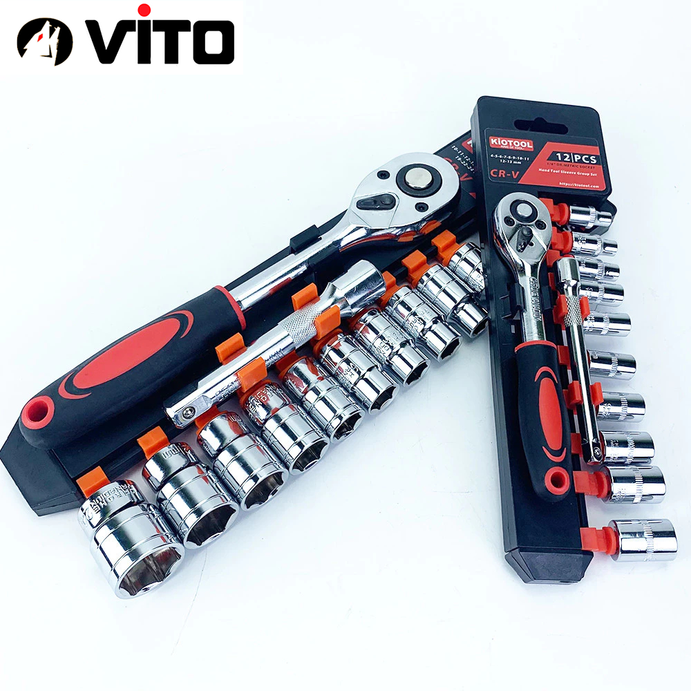 Bộ Tuýp, Bộ Khẩu Mở Ốc Bulong 12 Chi Tiết Đầu 1/2 1/4 , Cần Tự Động 1/2 Thép CR-V Cao Cấp Siêu Cứng VITO