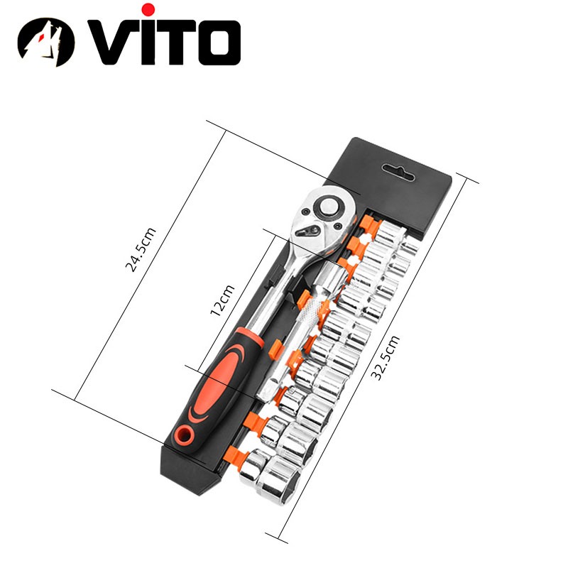 Bộ Tuýp, Bộ Khẩu Mở Ốc Bulong 12 Chi Tiết Đầu 1/2 1/4 , Cần Tự Động 1/2 Thép CR-V Cao Cấp Siêu Cứng VITO