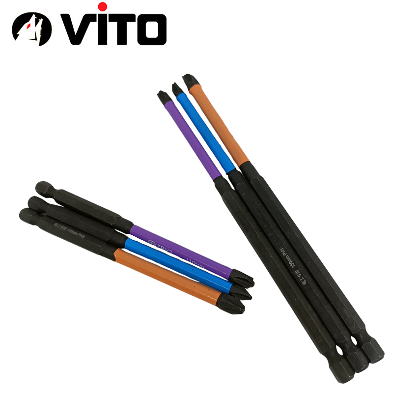 Mũi Vít FPH1/2/3 Nam Châm Mạnh Thép Đen TS2 Dài 65/110/150mm VITO Chuyên Dụng Mở Hộp Điện, Aptomat