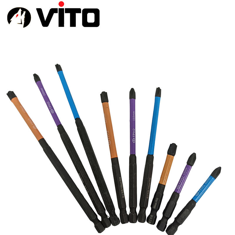 Mũi Vít FPH1/2/3 Nam Châm Mạnh Thép Đen TS2 Dài 65/110/150mm VITO Chuyên Dụng Mở Hộp Điện, Aptomat