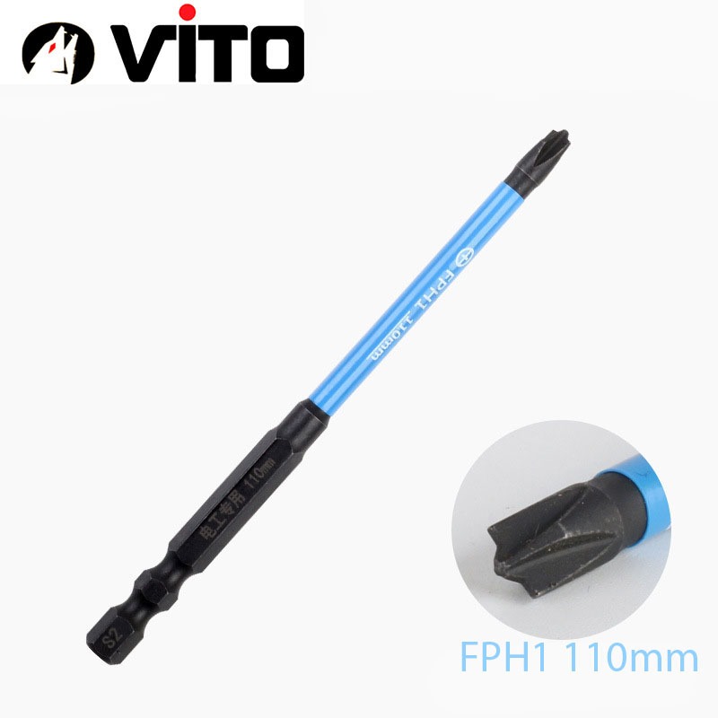 Mũi Vít FPH1/2/3 Nam Châm Mạnh Thép Đen TS2 Dài 65/110/150mm VITO Chuyên Dụng Mở Hộp Điện, Aptomat