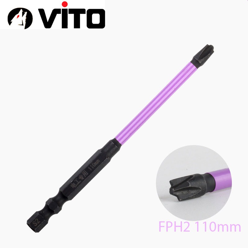 Mũi Vít FPH1/2/3 Nam Châm Mạnh Thép Đen TS2 Dài 65/110/150mm VITO Chuyên Dụng Mở Hộp Điện, Aptomat