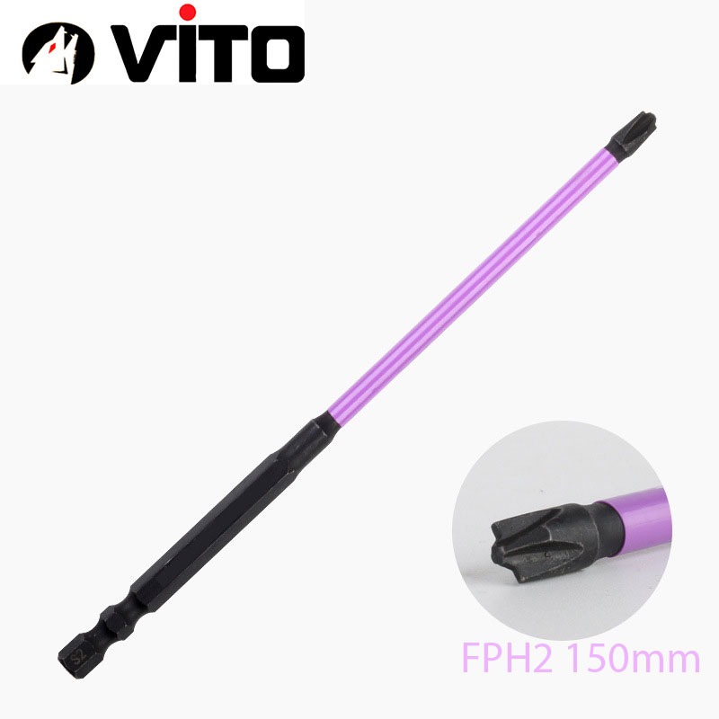Mũi Vít FPH1/2/3 Nam Châm Mạnh Thép Đen TS2 Dài 65/110/150mm VITO Chuyên Dụng Mở Hộp Điện, Aptomat