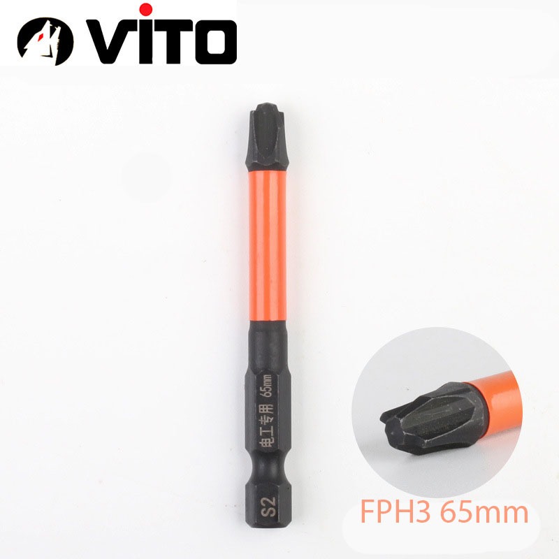 Mũi Vít FPH1/2/3 Nam Châm Mạnh Thép Đen TS2 Dài 65/110/150mm VITO Chuyên Dụng Mở Hộp Điện, Aptomat