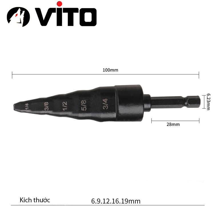 Mũi Tháp Nong Ống Đồng Điều Hoà Điện Nước Chân Lục Giác 5 Trong 1 VITO Chuyên Nong, Loe Ống