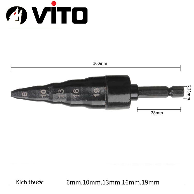 Mũi Tháp Nong Ống Đồng Điều Hoà Điện Nước Chân Lục Giác 5 Trong 1 VITO Chuyên Nong, Loe Ống