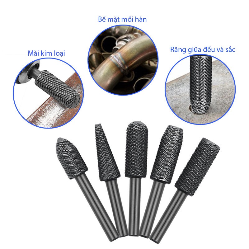 Bộ 5 Mũi Khoan Mài Kim Loại Cán 6mm Chuyên Dụng Chất Lượng Cao VITO