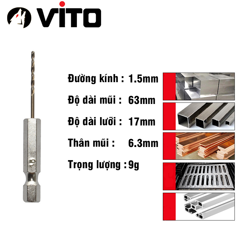 Mũi Khoan Xoắn Thép HSS Co 5% Cobalt Khoan Sắt Thép Chân Lục Giác