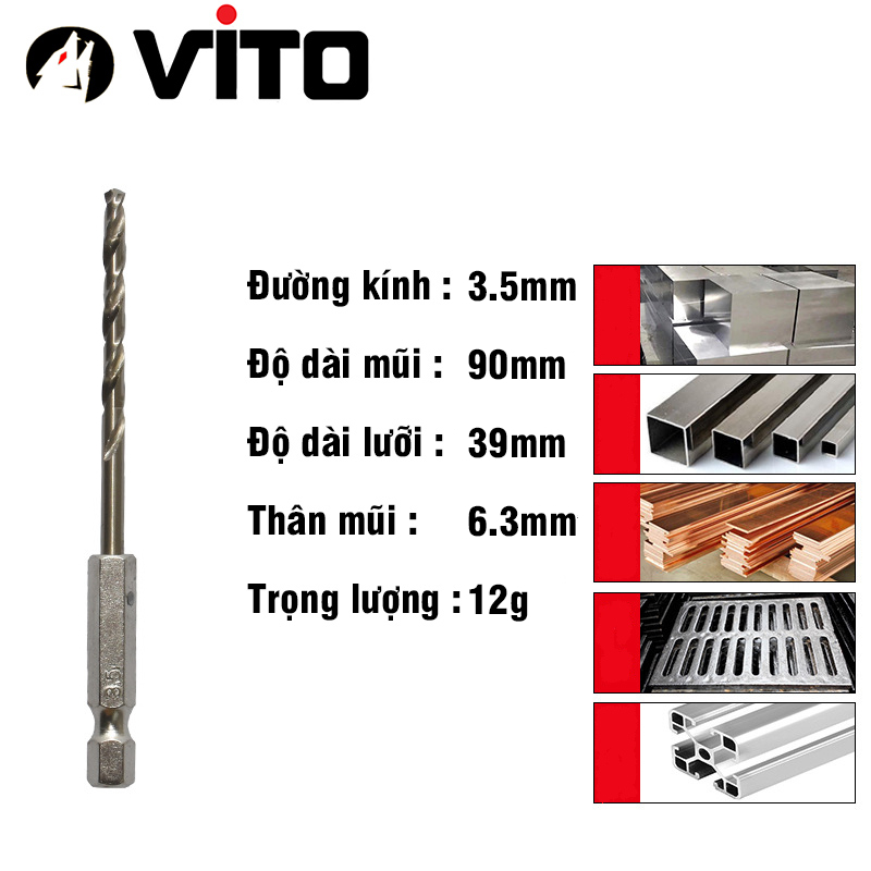 Mũi Khoan Xoắn Thép HSS Co 5% Cobalt Khoan Sắt Thép Chân Lục Giác