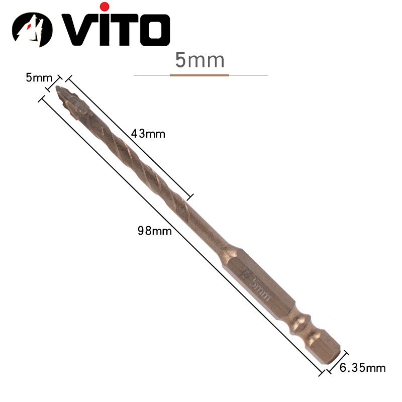 Mũi Khoan V3 Đa Năng Đầu Xẻ Rãnh Chống Vỡ Bản Mới 2025 VITO Khoan Tường, Gạch Men, Gỗ, Đá, Kính