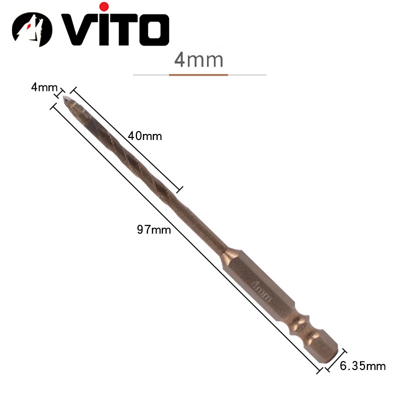 Mũi Khoan V3 Đa Năng Đầu Xẻ Rãnh Chống Vỡ Bản Mới 2025 VITO Khoan Tường, Gạch Men, Gỗ, Đá, Kính