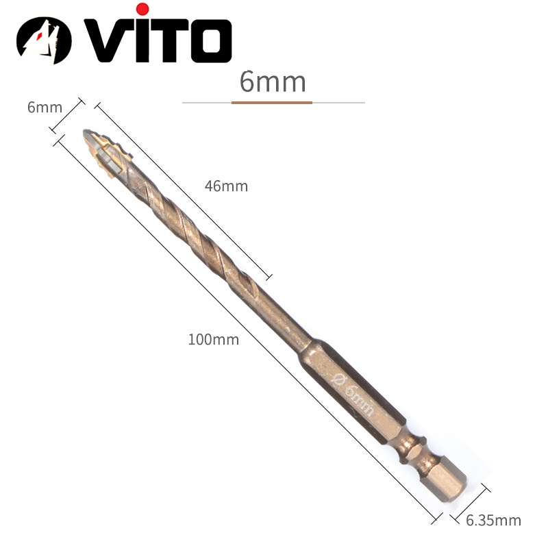 Mũi Khoan V3 Đa Năng Đầu Xẻ Rãnh Chống Vỡ Bản Mới 2025 VITO Khoan Tường, Gạch Men, Gỗ, Đá, Kính