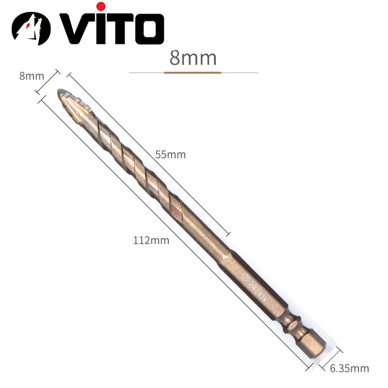 Mũi Khoan V3 Đa Năng Đầu Xẻ Rãnh Chống Vỡ Bản Mới 2025 VITO Khoan Tường, Gạch Men, Gỗ, Đá, Kính
