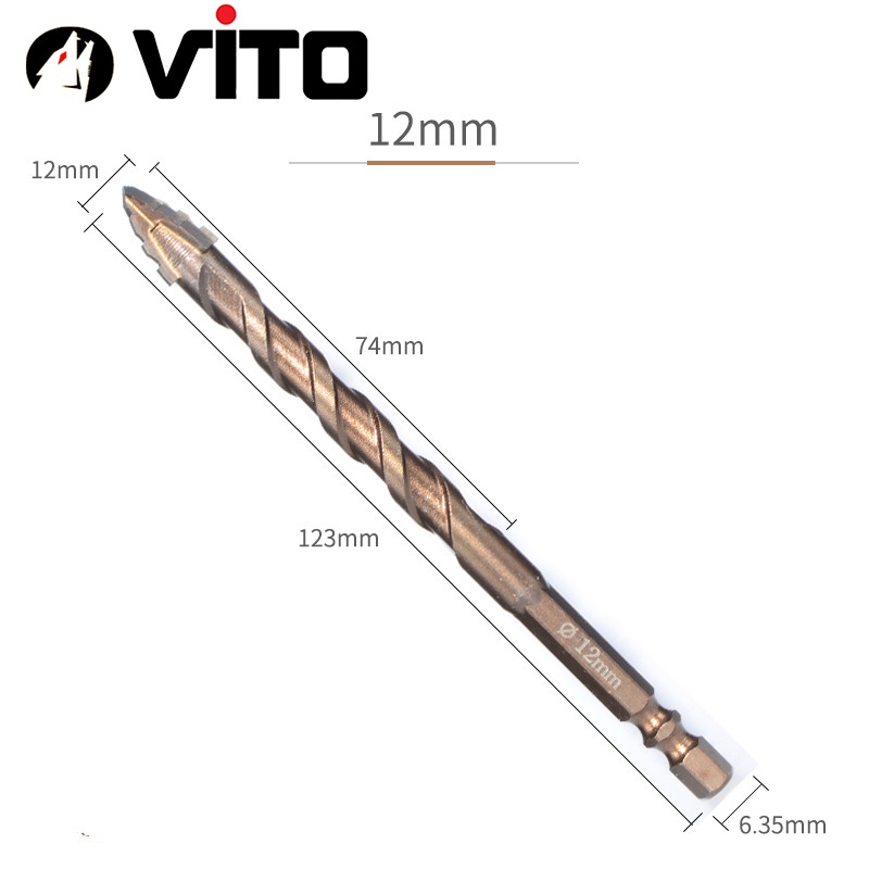 Mũi Khoan V3 Đa Năng Đầu Xẻ Rãnh Chống Vỡ Bản Mới 2025 VITO Khoan Tường, Gạch Men, Gỗ, Đá, Kính