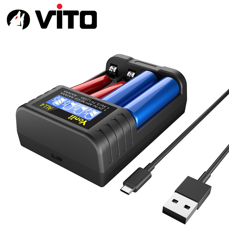 Sạc Pin Yonii NL4/L4/N4 VITO Chuyên Dụng Sạc Pin Li-ion 1.5V, Ni-MH 1.2V Size AA/AAA Chân Cắm Type C