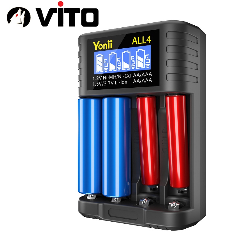Sạc Pin Yonii NL4/L4/N4 VITO Chuyên Dụng Sạc Pin Li-ion 1.5V, Ni-MH 1.2V Size AA/AAA Chân Cắm Type C