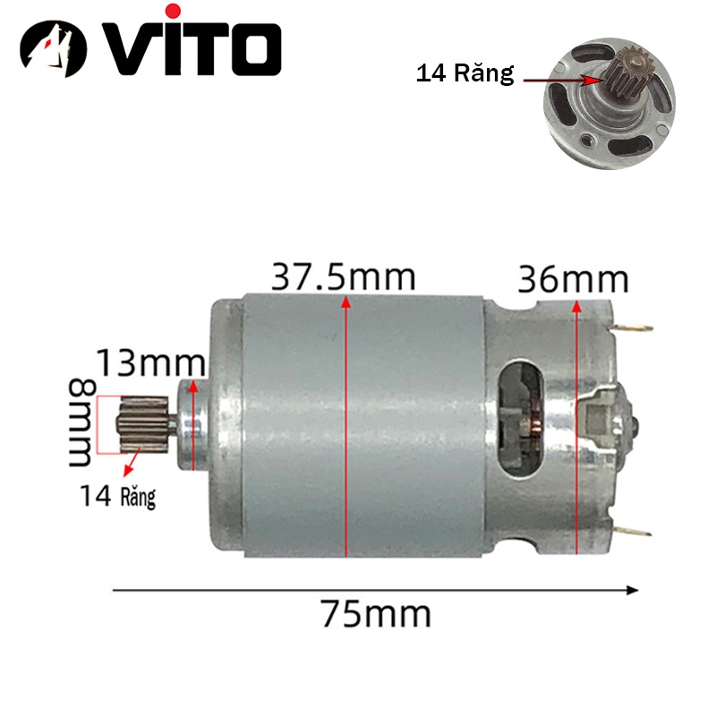 Động Cơ DC RS 550 21V 11/12 Răng VITO Motor Thay Thế Máy Khoan Pin