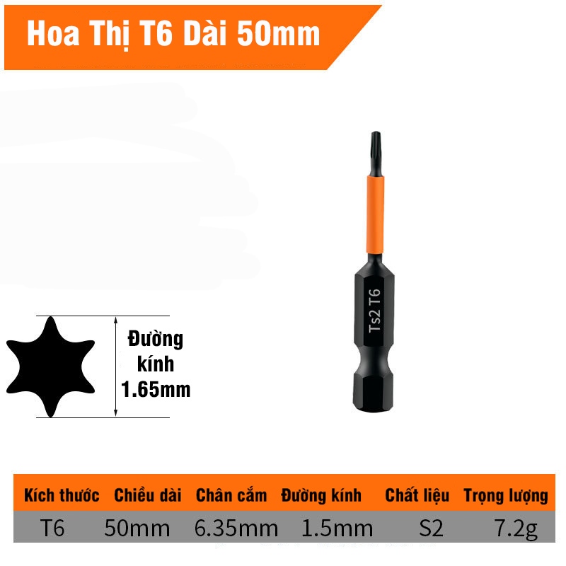 Mũi Vít Hoa Thị Chân Lục Giác Không Lỗ VITO Thép TS2 Đen Chắc Chắn