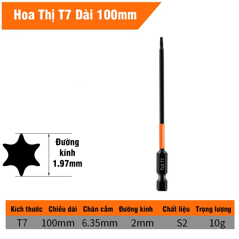 Mũi Vít Hoa Thị Chân Lục Giác Không Lỗ VITO Thép TS2 Đen Chắc Chắn