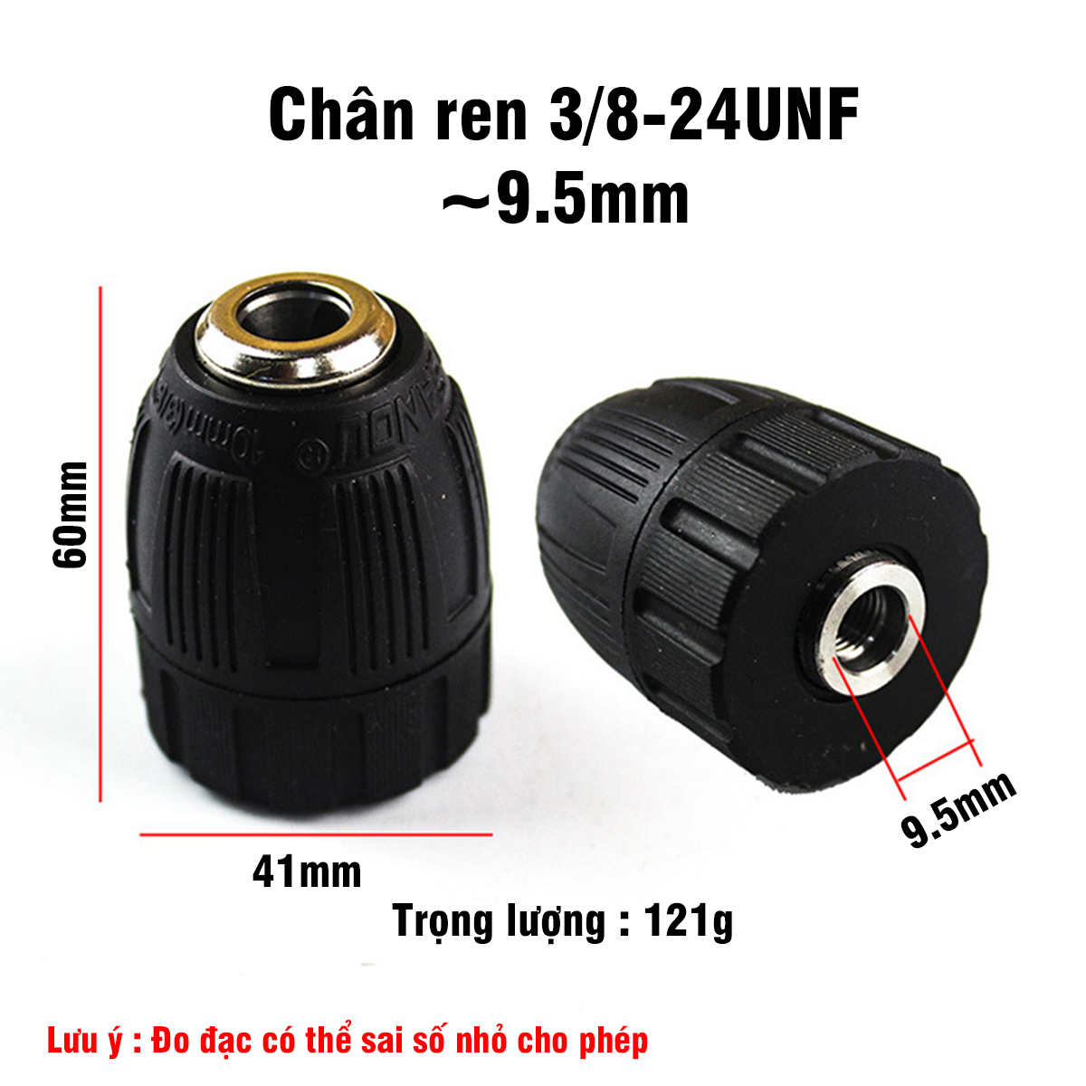 Đầu Măng Ranh Kẹp Mũi Khoan 0.8-10mm 3/8"-24UNF VITO Thay Thế Máy Khoan Pin