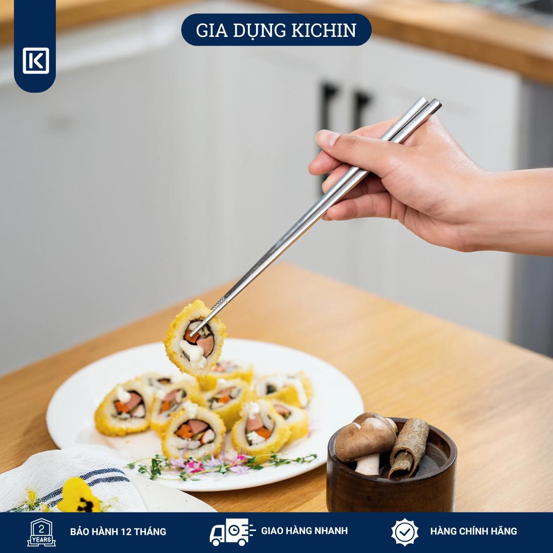 Hộp 10 đôi đũa Inox 316L cao cấp nano bạc HAATZ - Siêu bền, an toàn , đầu đũa chống trượt