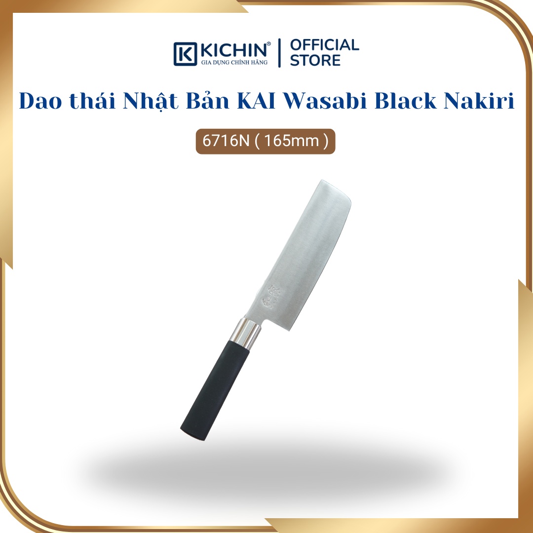 Dao thái rau củ Nhật Bản cao cấp KAI Wasabi Black Nakiri - 6716N (165mm)