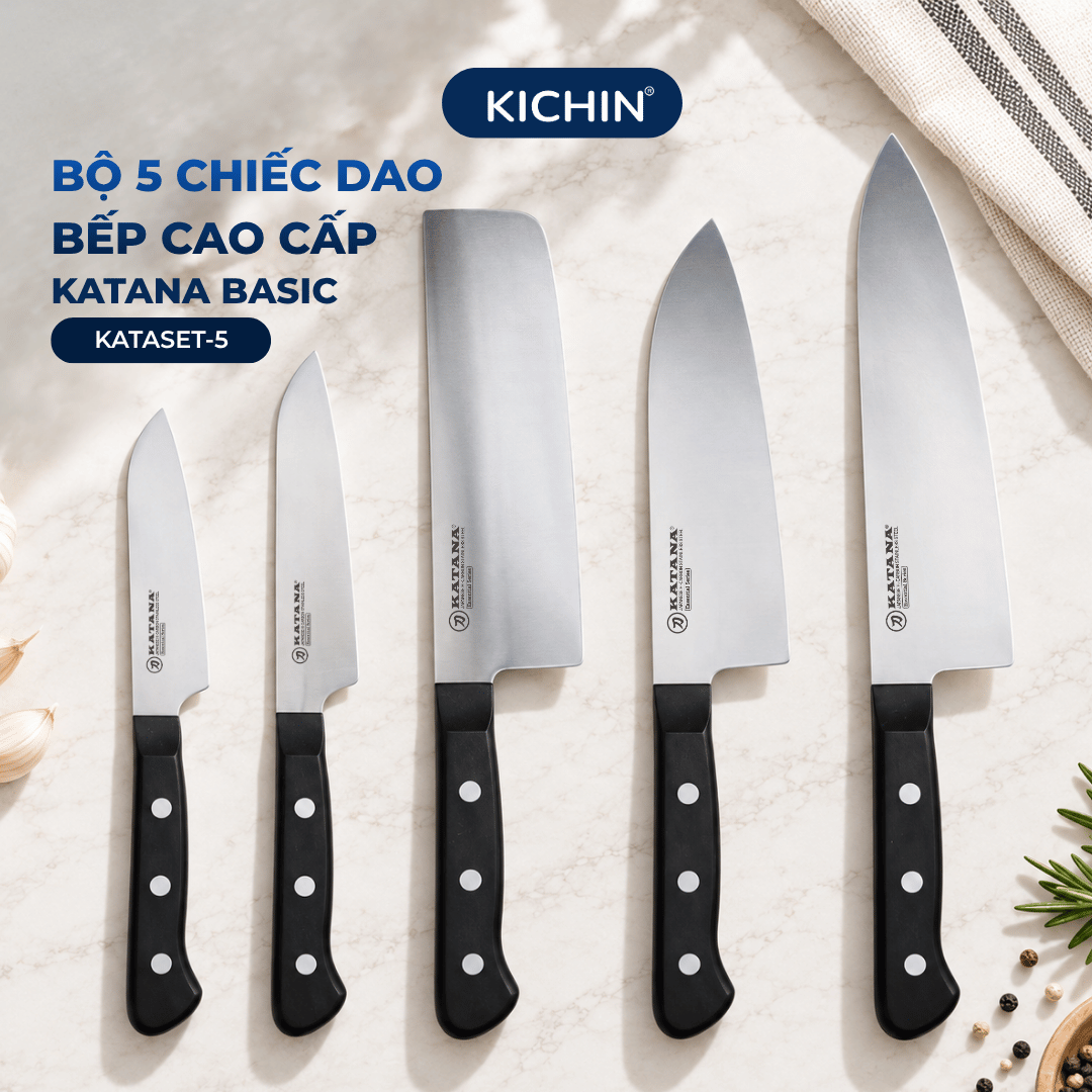 Bộ 5 chiếc dao bếp cao cấp KATANA Basic - Set 5 KATASET5 đa năng - Thái thịt cá (5 chiếc)