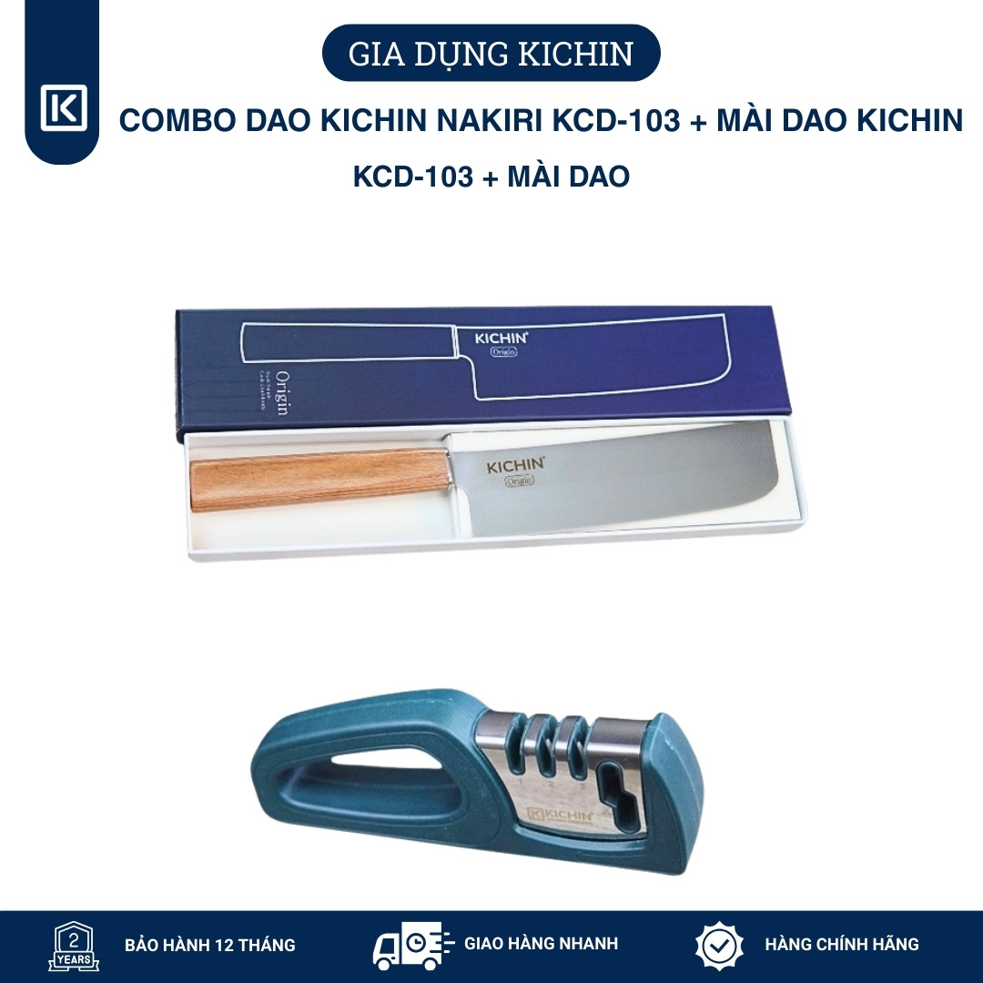 Combo Dao Cao Cấp Kichin Nakiri KCD-103 + Mài dao Kichin