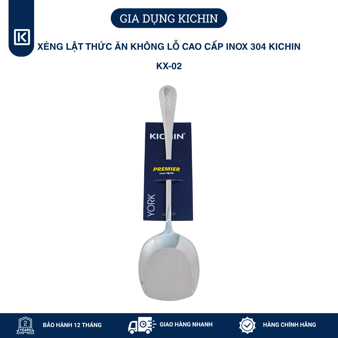 Xẻng lật thức ăn không lỗ cao cấp inox 304 thương hiệu Kichin KX-02