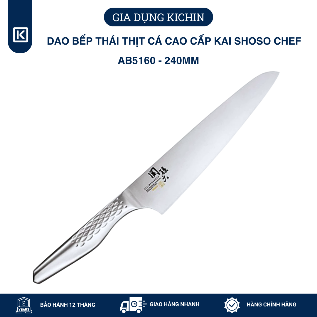 Dao thái thịt cá của Nhật Bản cao cấp KAI Shoso nguyên khối Chef - AB5160 (240mm)
