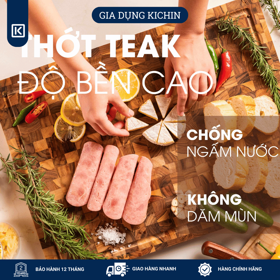 Thớt gỗ teak cao cấp KATANA cỡ lớn dày 2.5cm KT03 - thớt hình chữ nhật kích thước 25x280x400mm