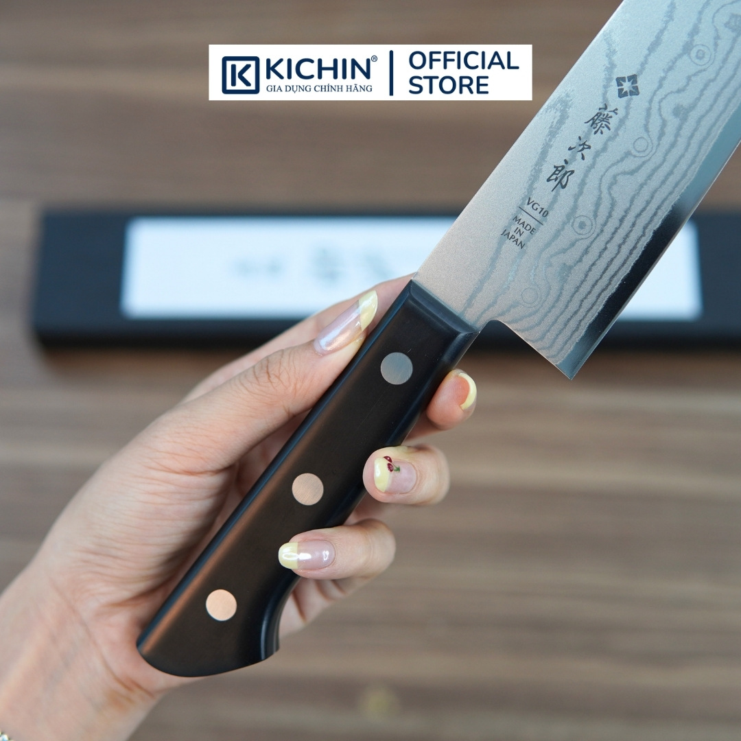 Dao bếp Nhật cao cấp Tojiro DP 37 lớp Damascus VG10 Santoku F331 (170mm)