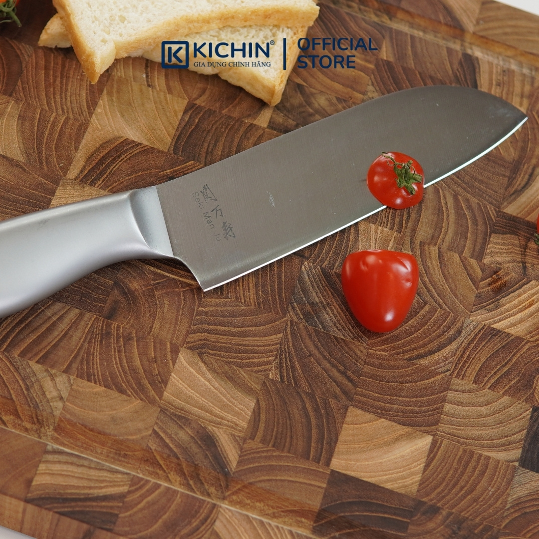 Dao thái đa năng Nhật cao cấp KAI Seki ManJu cán kim loại Santoku - 041BE0403 (165mm)