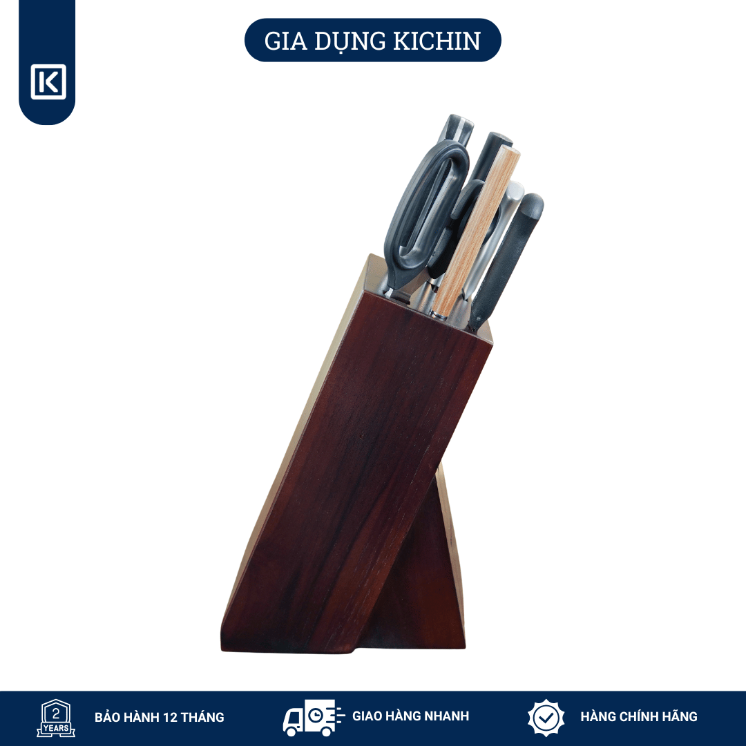 Hộp đựng dao bằng gỗ Teak thương hiệu KATANA màu nâu - DD01