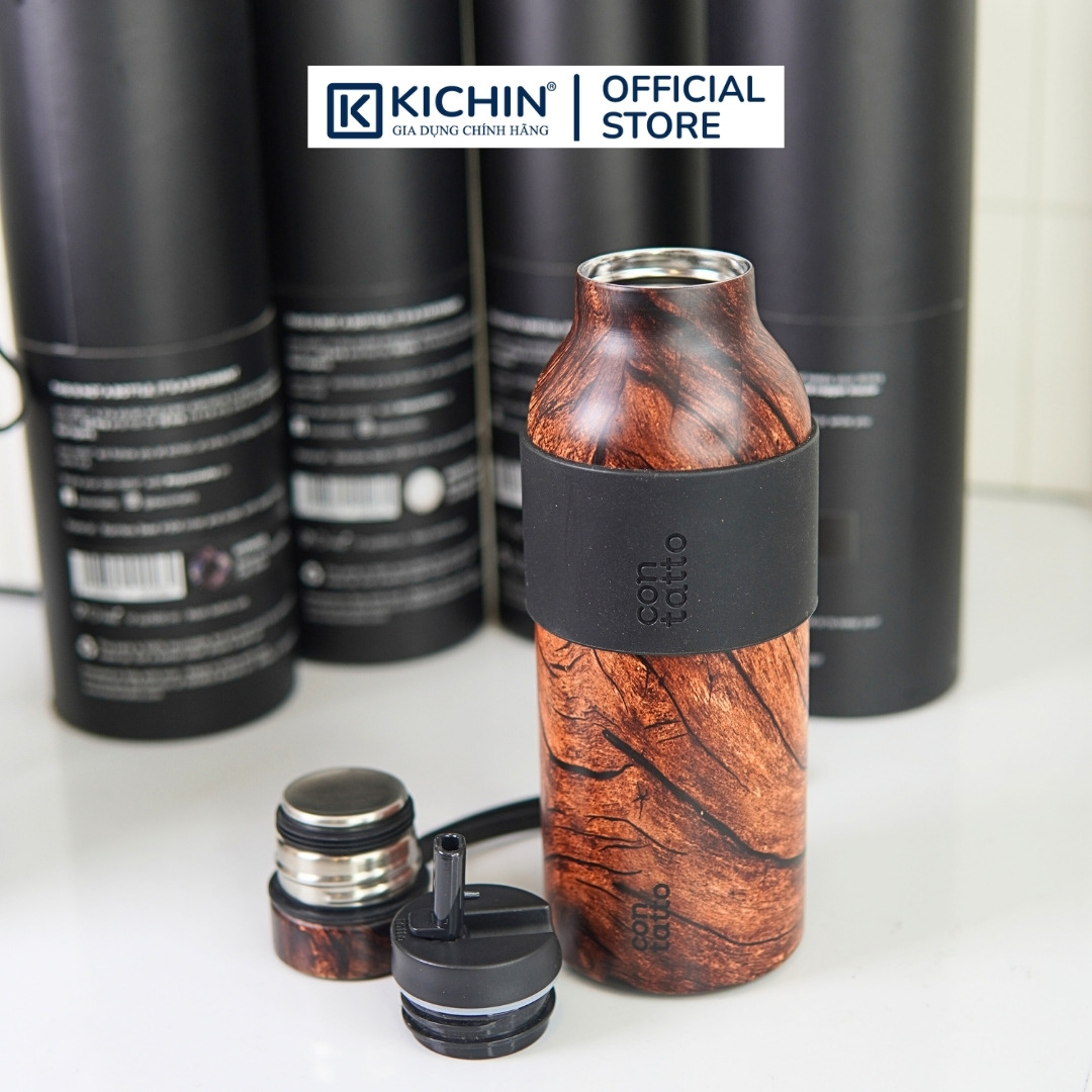 Bình giữ nhiệt inox 304 cao cấp Contatto 500ml giữ nóng giữ lạnh có ống hút