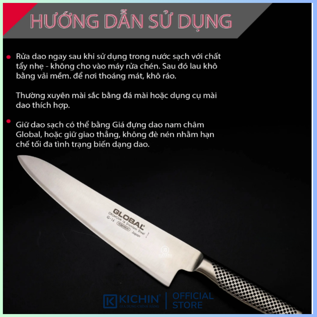 Dao bếp Nhật cao cấp Global G16 Chef - Dao thái thịt cá (240mm)