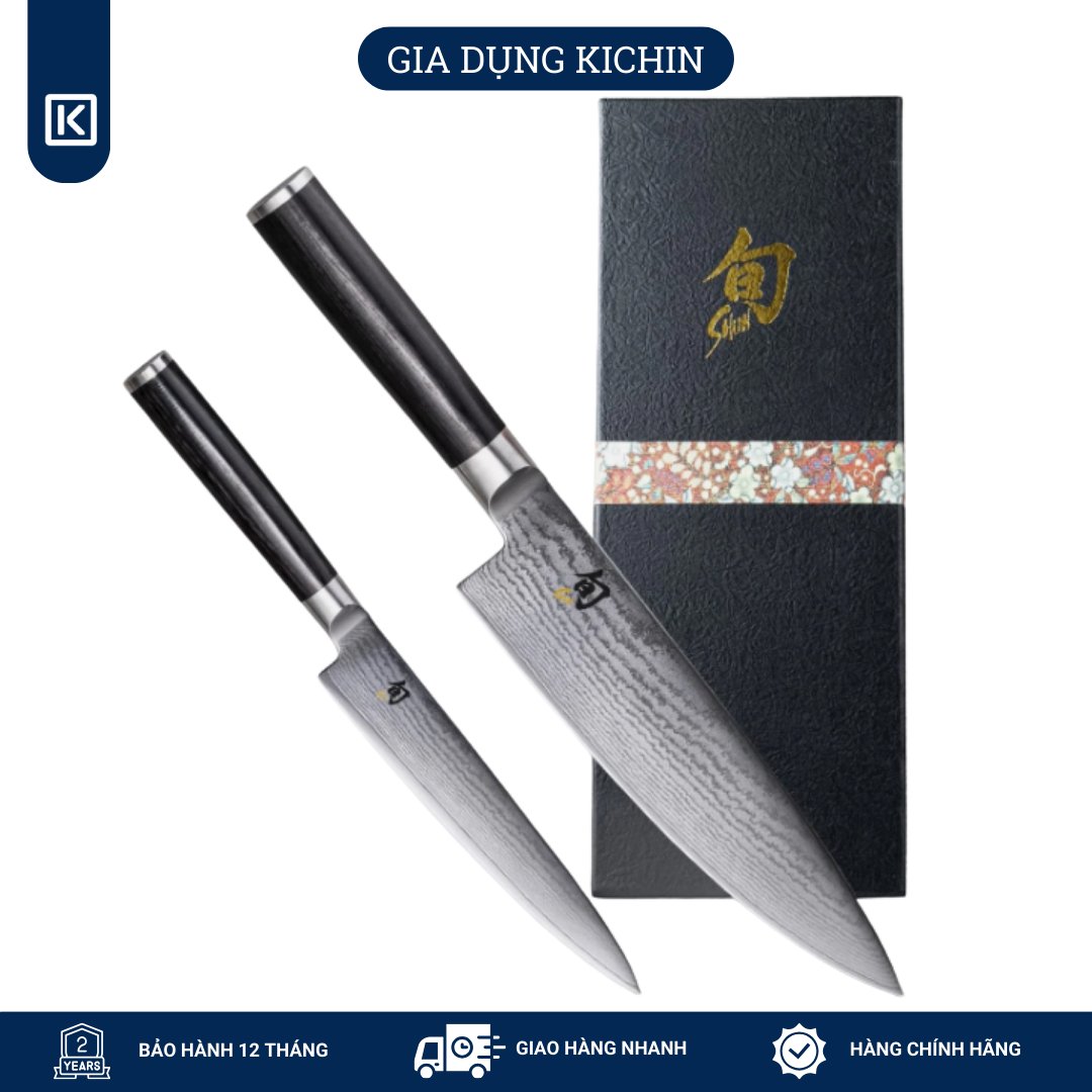 Bộ 2 dao bếp Nhật cao cấp KAI Shun Classic Chef và Ultility Bộ dao thái, đa năng DMS-220