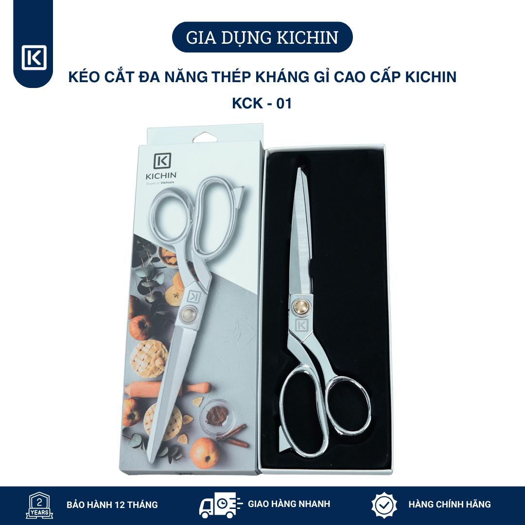 Kéo cắt đa năng thép không gỉ 420j2 cao cấp thương hiệu Kichin