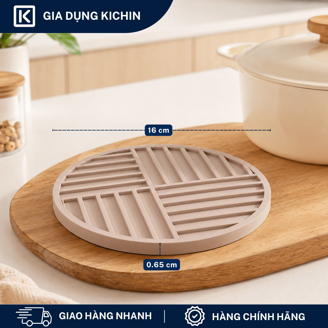 Miếng Lót Nồi Silicone Chịu Nhiệt KICHIN Hình Tròn - Chống Trượt, Cách Nhiệt, Bảo Vệ Mặt Bàn