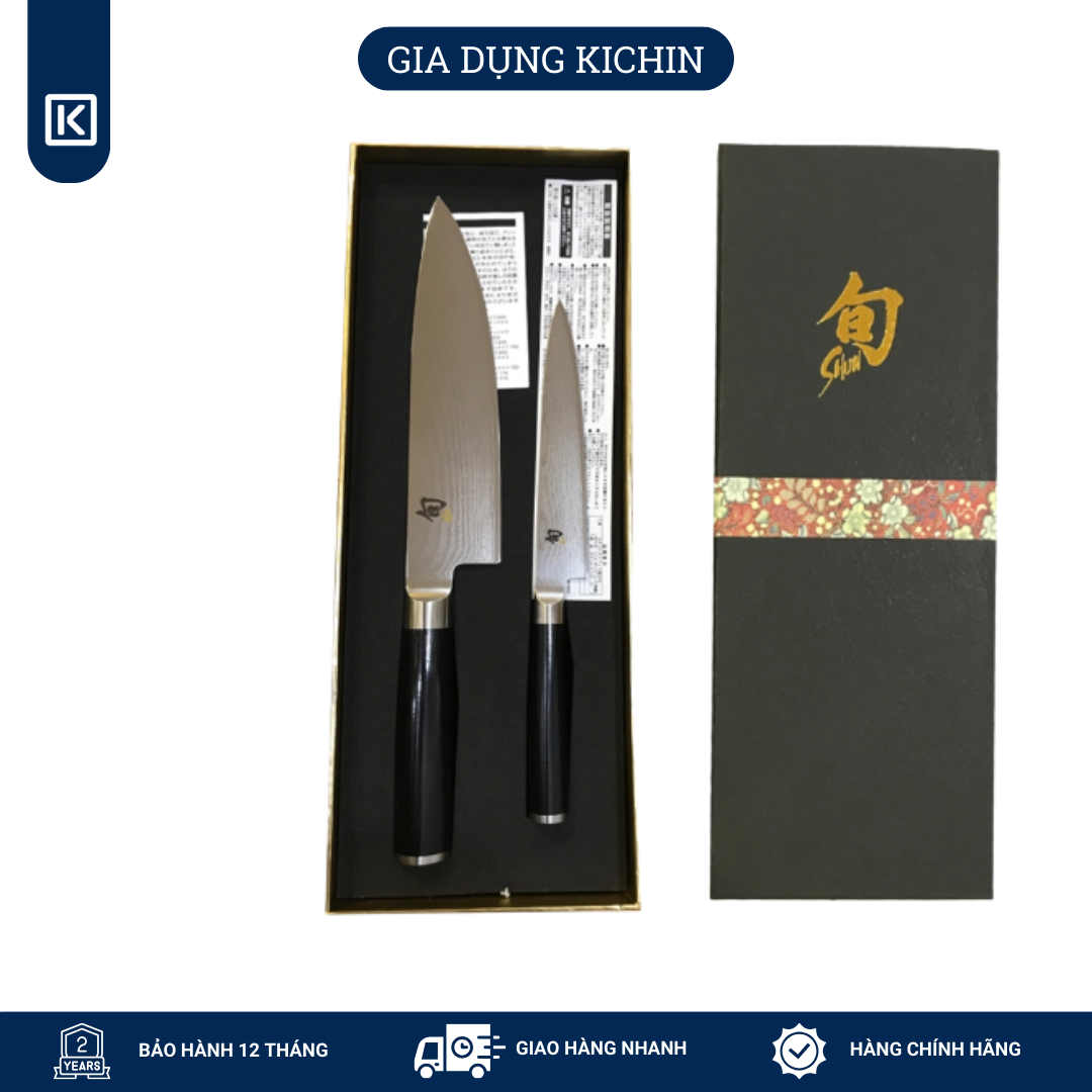 Bộ 2 dao bếp Nhật cao cấp KAI Shun Classic Chef và Ultility Bộ dao thái, đa năng DMS-220