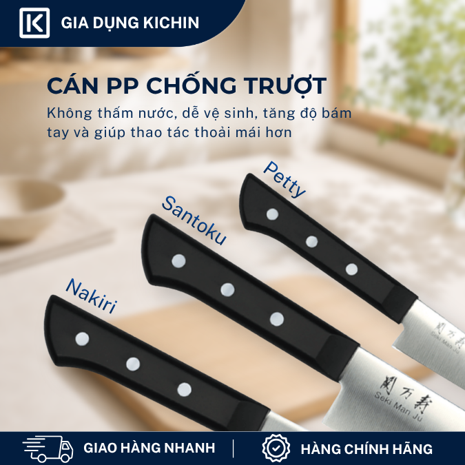 Bộ 3 dao Nhật cao cấp KAI Ấn Seki ManJu -  Thái đa năng - Rau củ - Gọt hoa quả MANJU-SET3