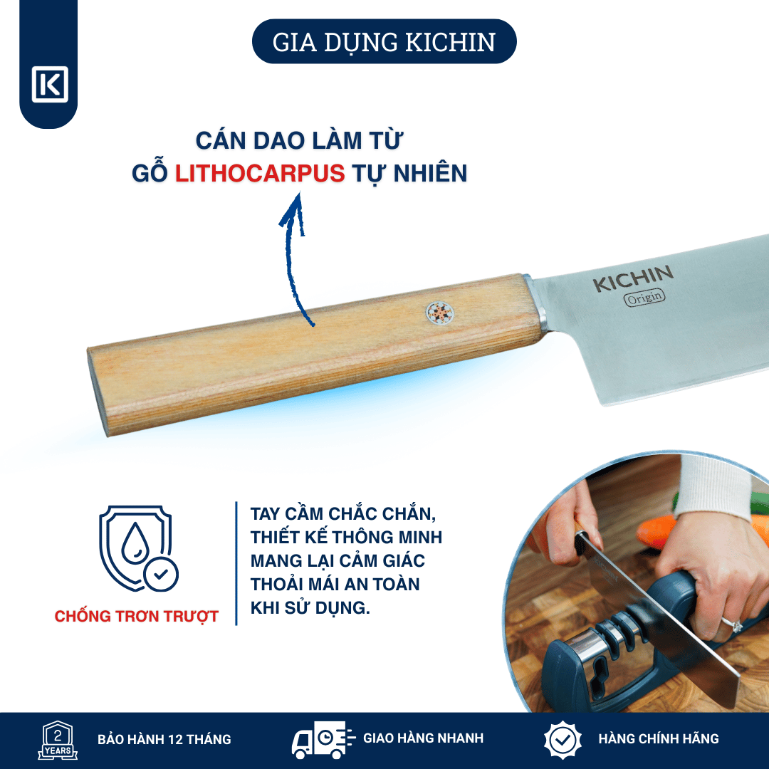 Dao bếp cao cấp thương hiệu KICHIN Origin Nakiri- Dao thái rau củ KCD-103