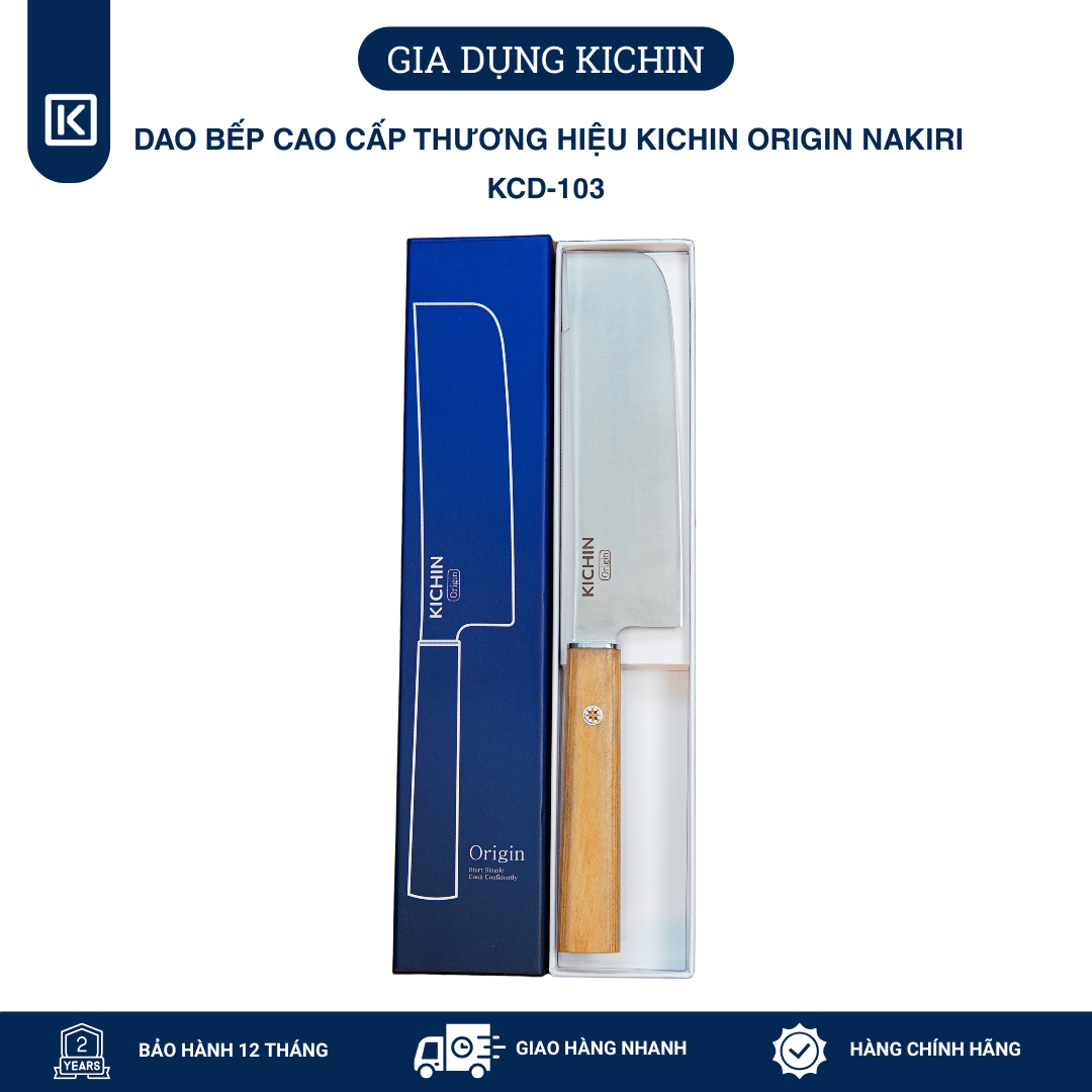 Dao bếp cao cấp thương hiệu KICHIN Origin Nakiri- Dao thái rau củ KCD-103