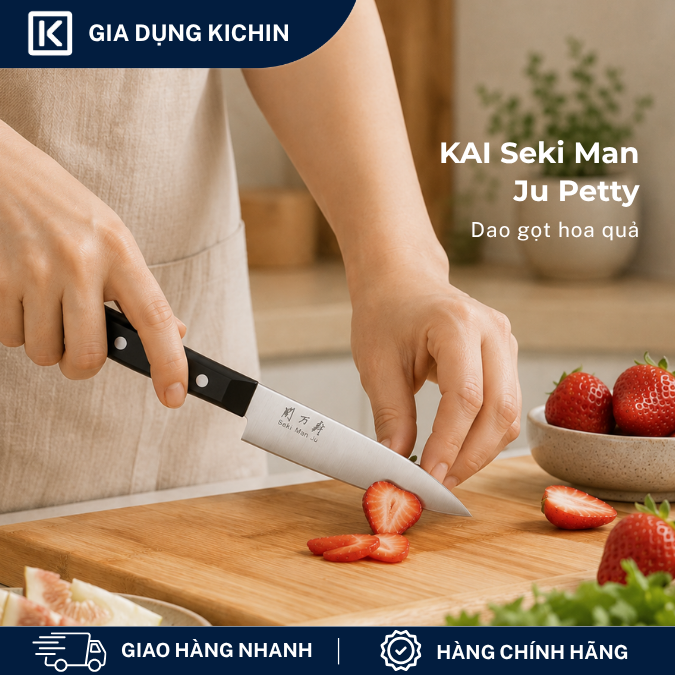Bộ 3 dao Nhật cao cấp KAI Ấn Seki ManJu -  Thái đa năng - Rau củ - Gọt hoa quả MANJU-SET3