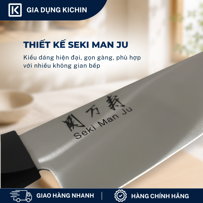 Dao bếp cao cấp KAI Ấn Seki ManJu Santoku - Dao thái đa năng BE0579 (165mm)