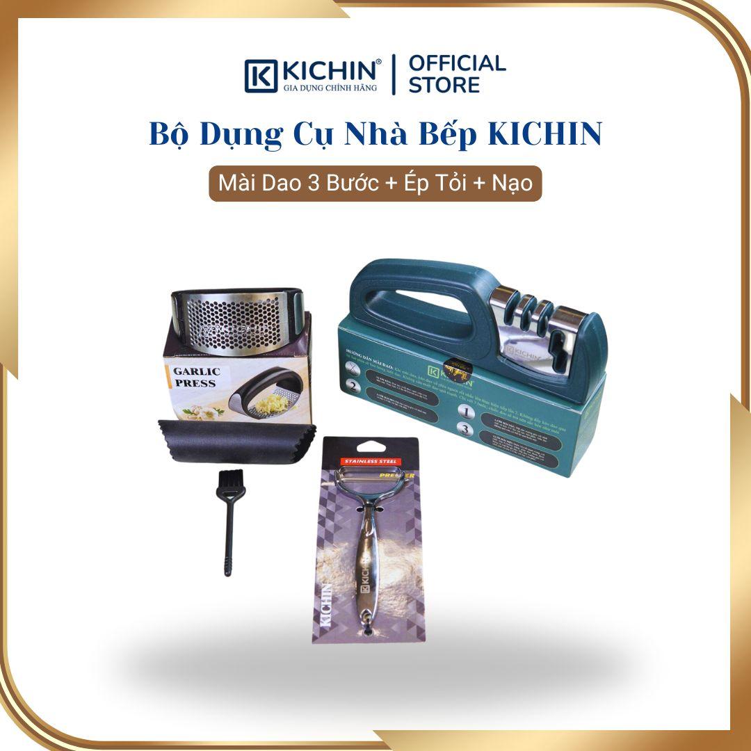 Bộ Dụng Cụ Nhà Bếp KICHIN: Mài Dao 3 Bước + Ép Tỏi + Nạo Hoa Quả Hiệu Quả