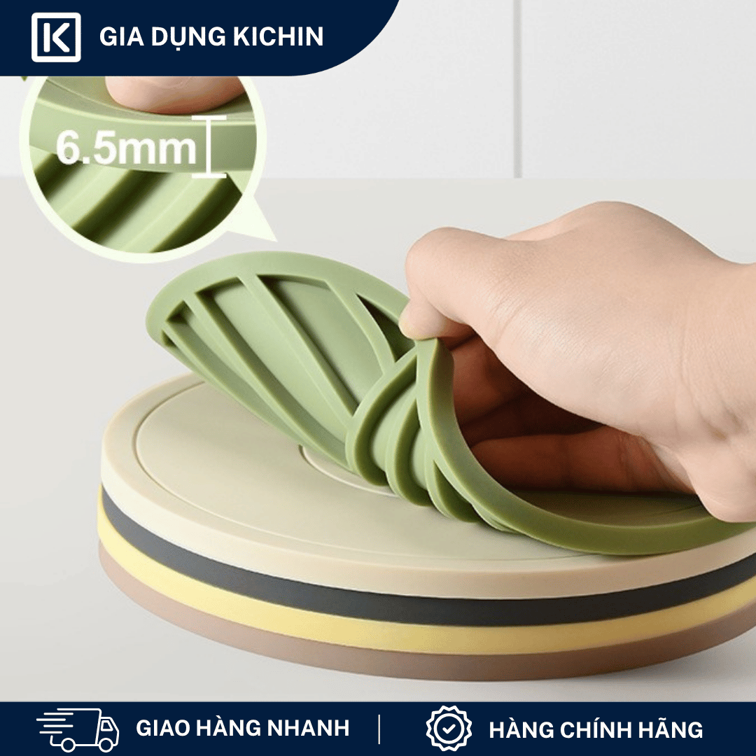 Miếng Lót Nồi Silicone Chịu Nhiệt KICHIN Hình Tròn - Chống Trượt, Cách Nhiệt, Bảo Vệ Mặt Bàn