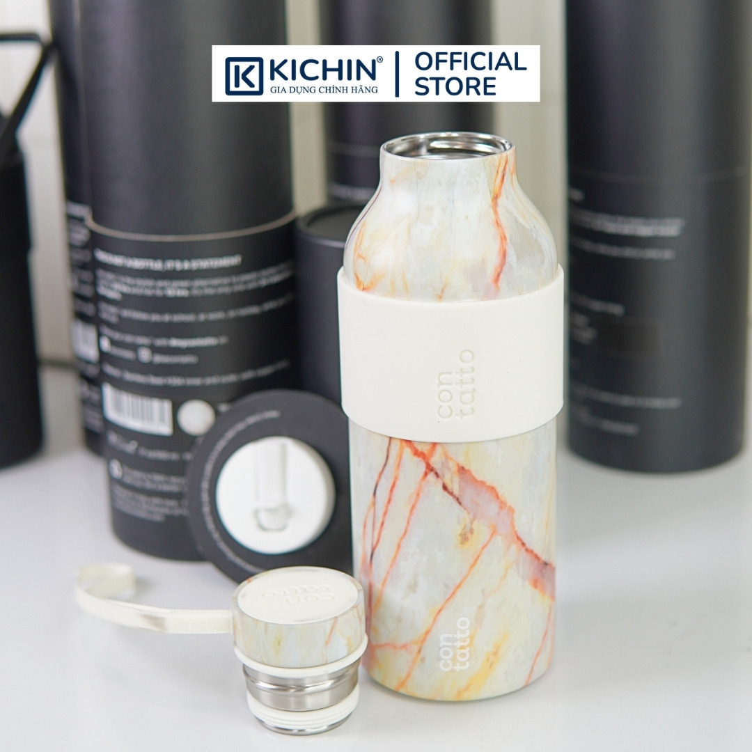 Bình giữ nhiệt inox 304 cao cấp Contatto 500ml giữ nóng giữ lạnh có ống hút