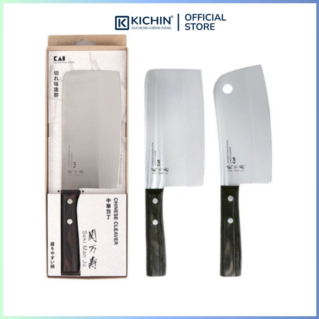 Dao chặt thịt, chặt xương Nhật cao cấp KAI Seki ManJu cán gỗ - 041BE0550 (170mm)
