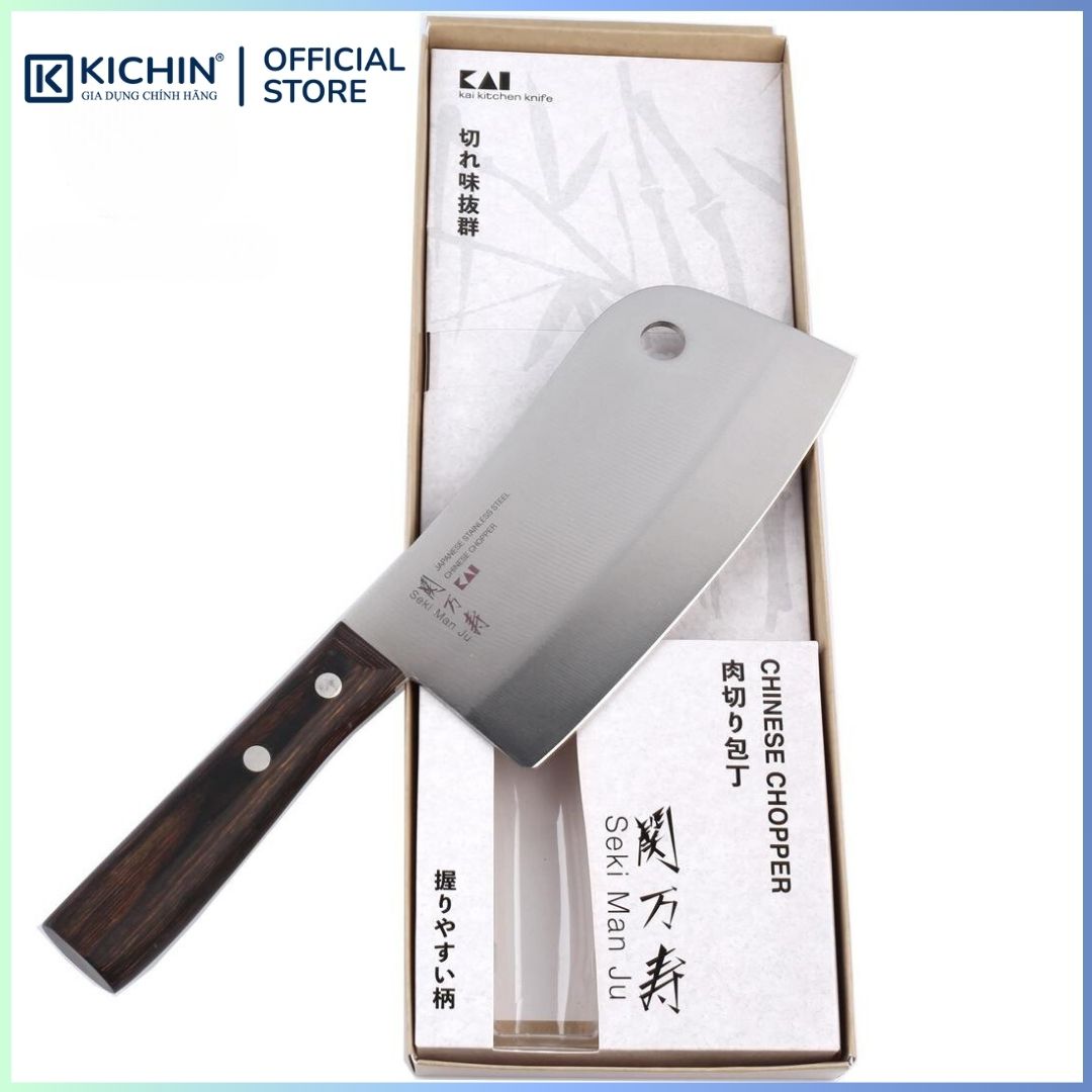 Dao chặt thịt, chặt xương Nhật cao cấp KAI Seki ManJu cán gỗ - 041BE0550 (170mm)